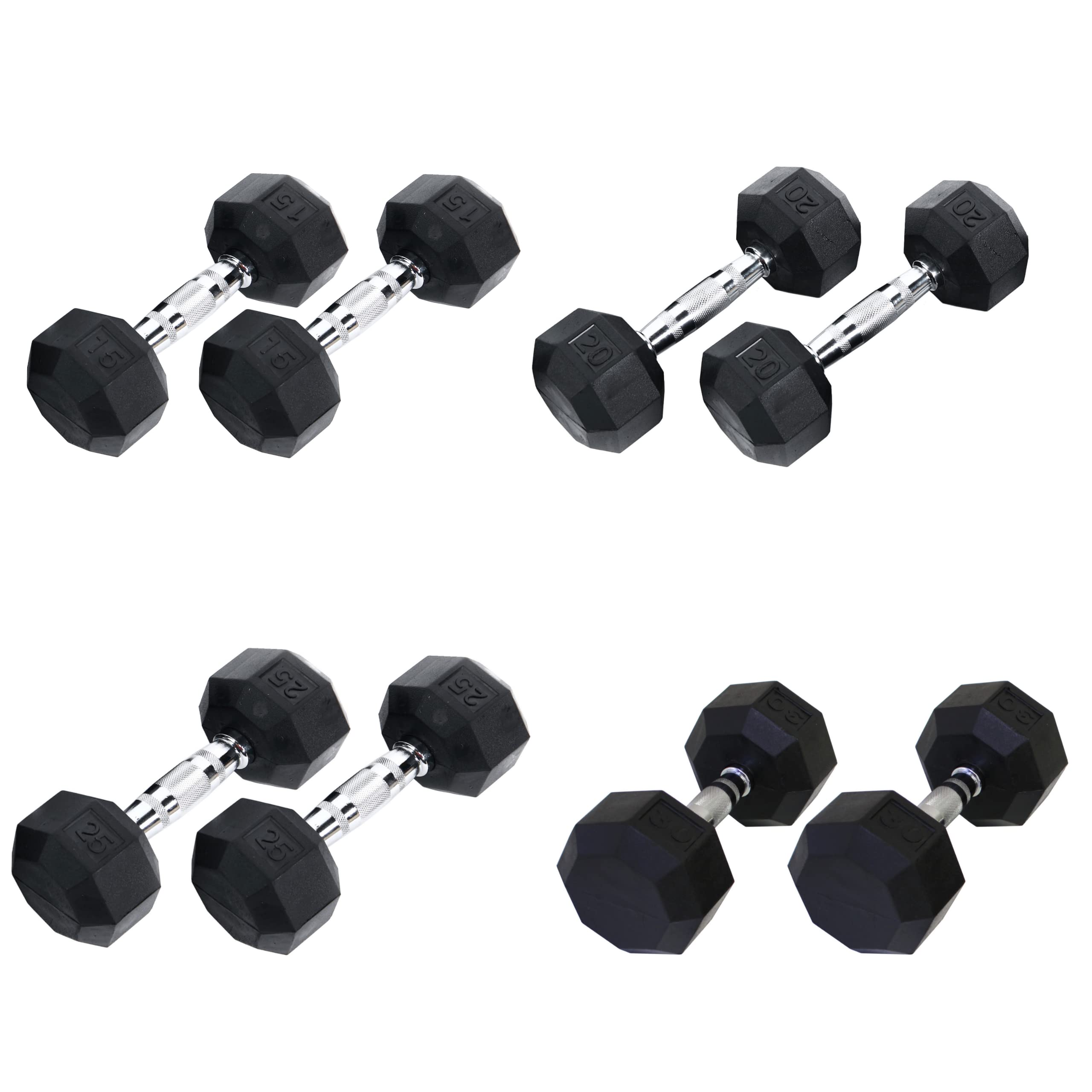 Amazon.com : Ader Octagon Rubber Coated Dumbbell 15, 20, 25, 30
